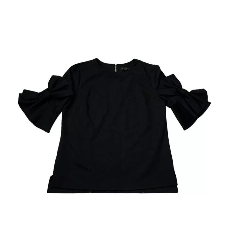 TED BAKER Soaf Statement Bow Trim Flare Bell Sleeve Dressy Top *Read*